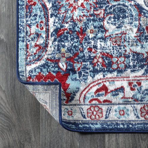 World Menagerie Blakeley Oriental Red/Navy Area Rug & Reviews Wayfair
